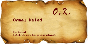Ormay Keled névjegykártya